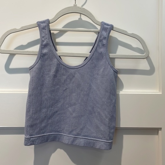 SOLD Blue Ribbed Crop Top - Picture 2 of 4